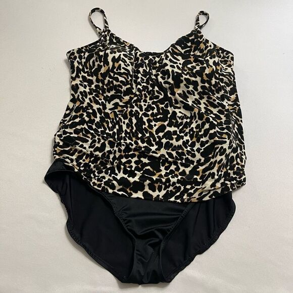 Trimshaper Black Leopard One Piece Plus Size 18 - Picture 1 of 9